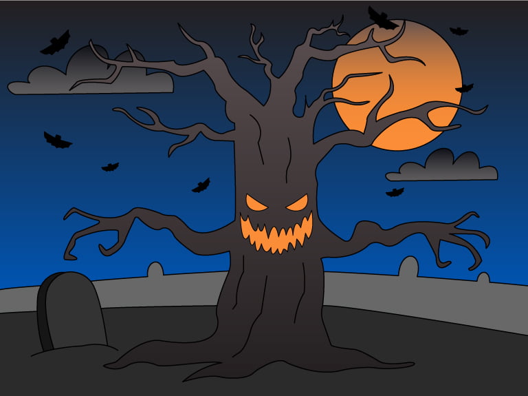 Halloween Haunted Tree Color