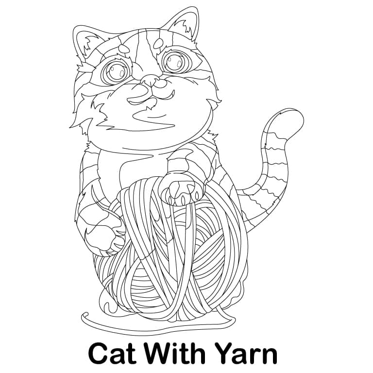 Cat With Yarn Ball