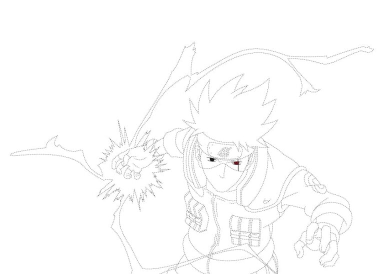 Kakashi Using Chidori Tracing Sheet