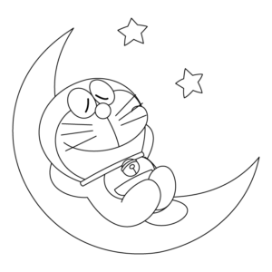 Doraemon Resting On Moon