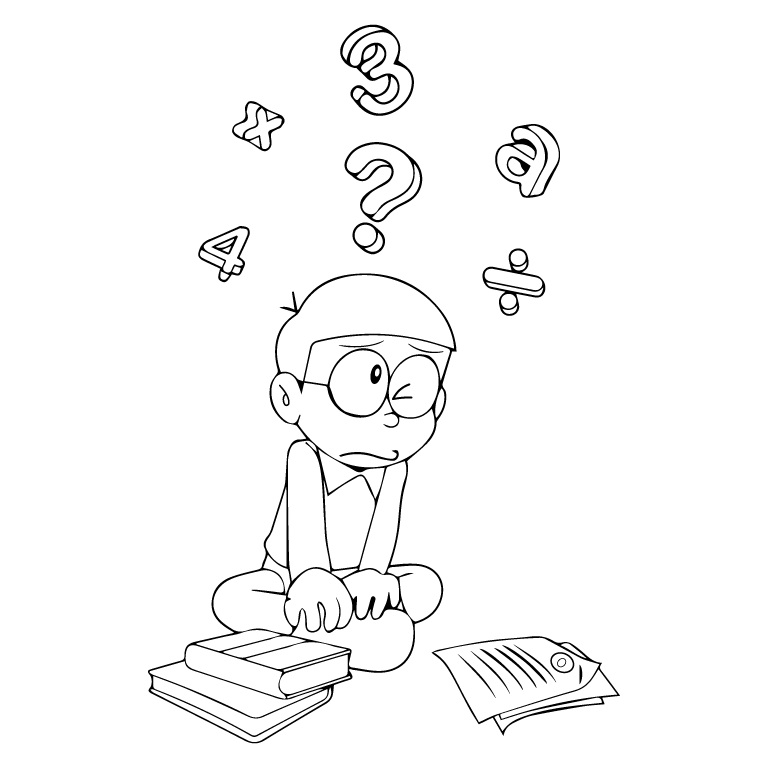 Nobita Studying