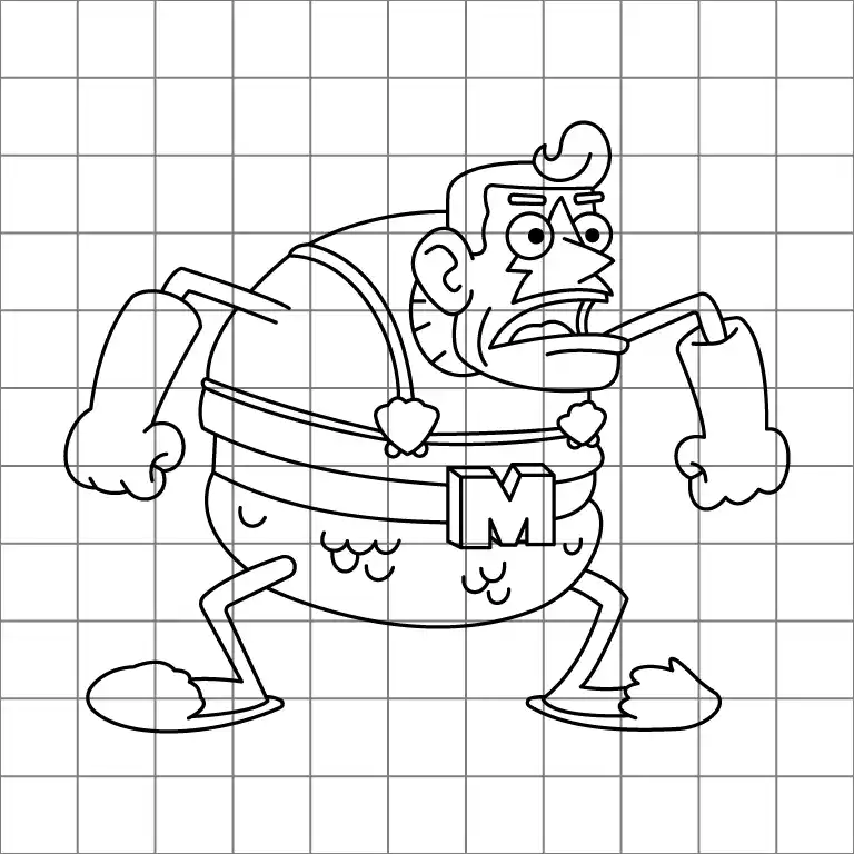 Mermaid Man Drawing Grid