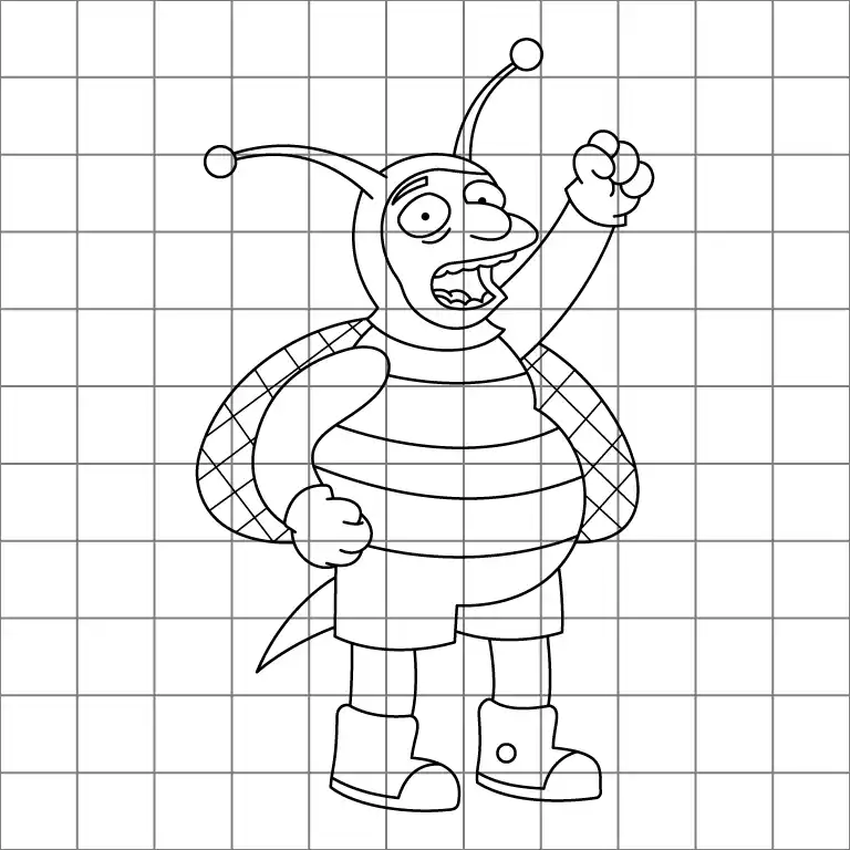 Bumblebee Man Drawing Grid