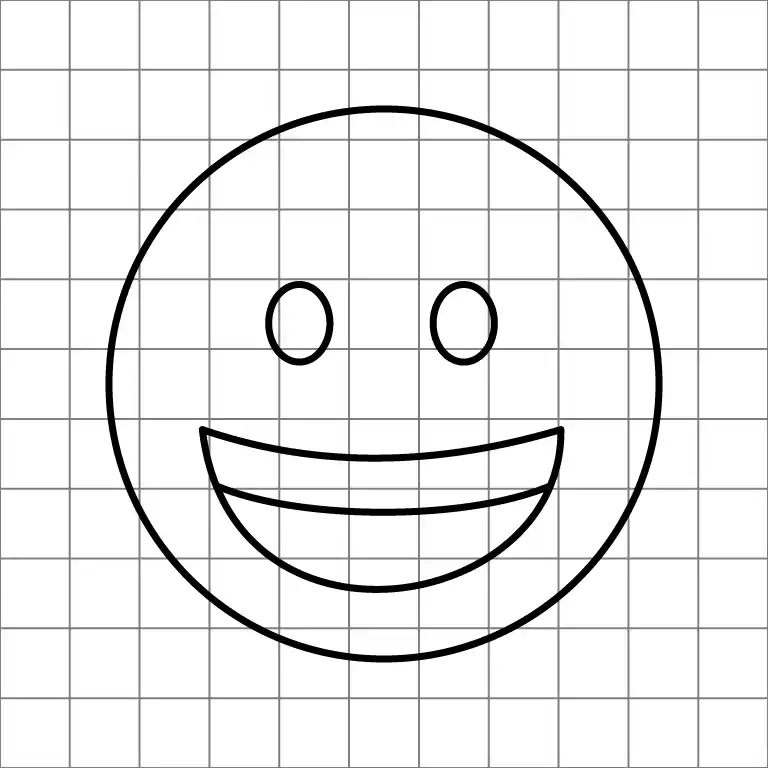 Grinning Face Emoji Drawing Grid