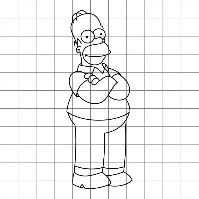 Homer Simpson Drawing Grid