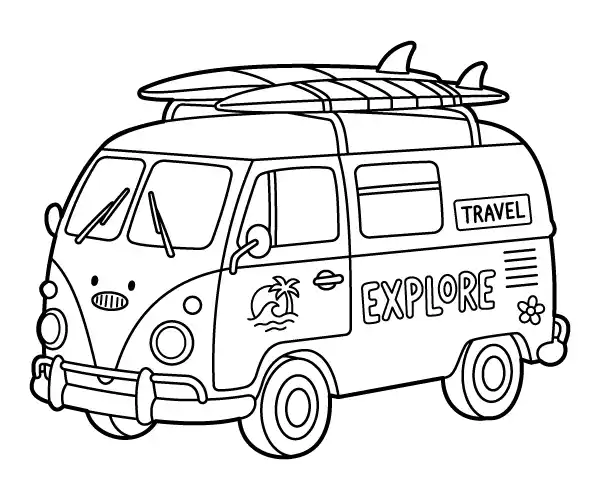 Beach Van Coloring Page