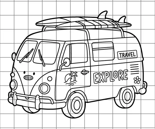 Beach Van Drawing Grid