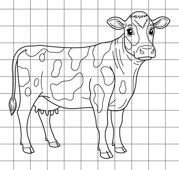 Cow Drawing Grid