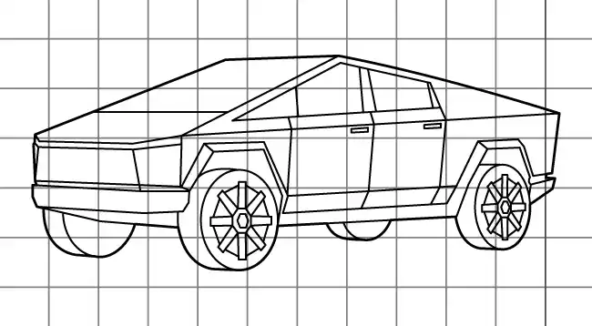 Tesla Cybertruck Drawing Grid