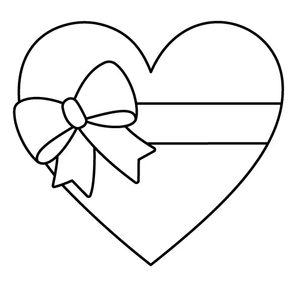 Heart With Ribbon Emoji Coloring Page