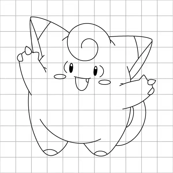 Clefairy Drawing Grid Page.webp