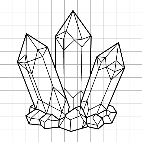 Crystal Cluster Drawing Grid Page