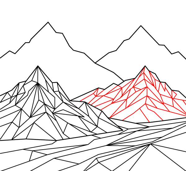 Faceted Mountain Peaks Step 4