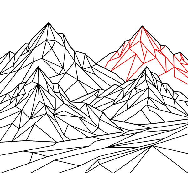 Faceted Mountain Peaks Step 6
