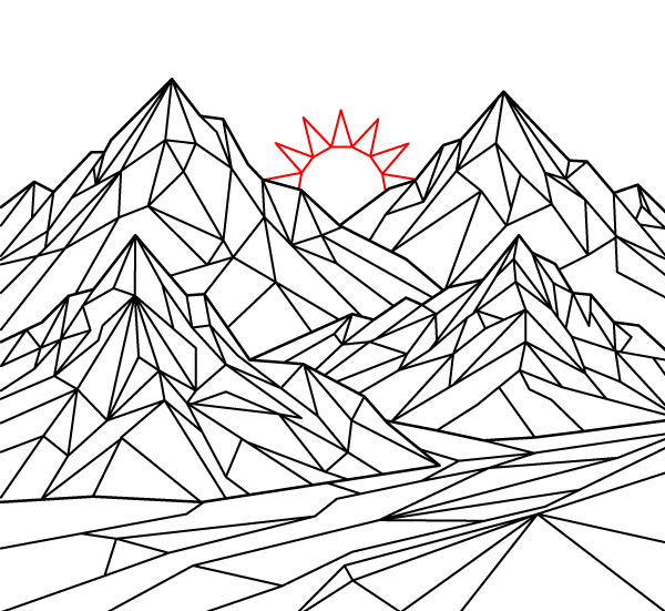 Faceted Mountain Peaks Step 7