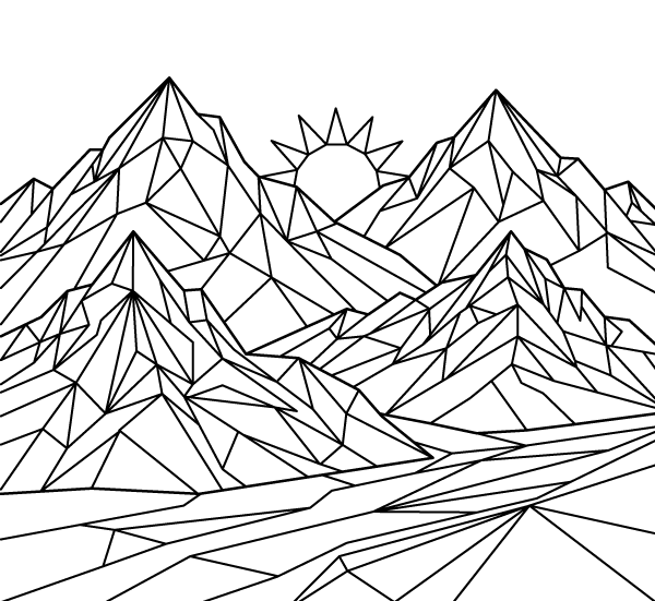Faceted Mountain Peaks Step 8