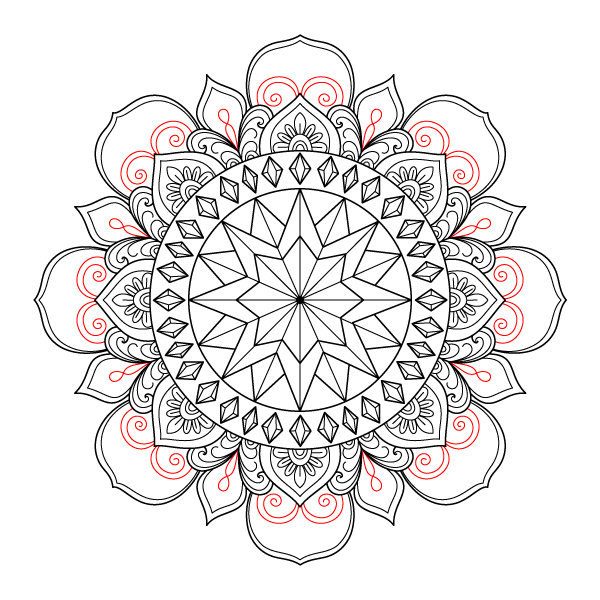 Faceted Star Mandala Step 15