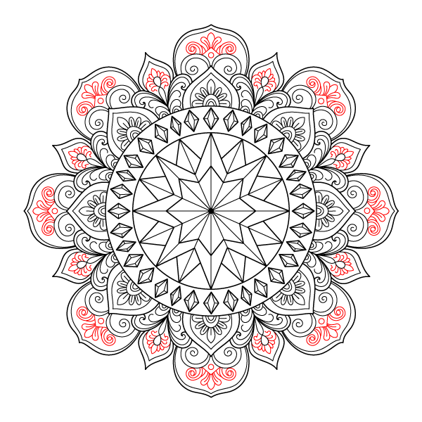 Faceted Star Mandala Step 16