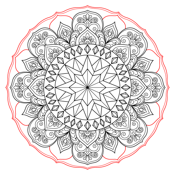 Faceted Star Mandala Step 17