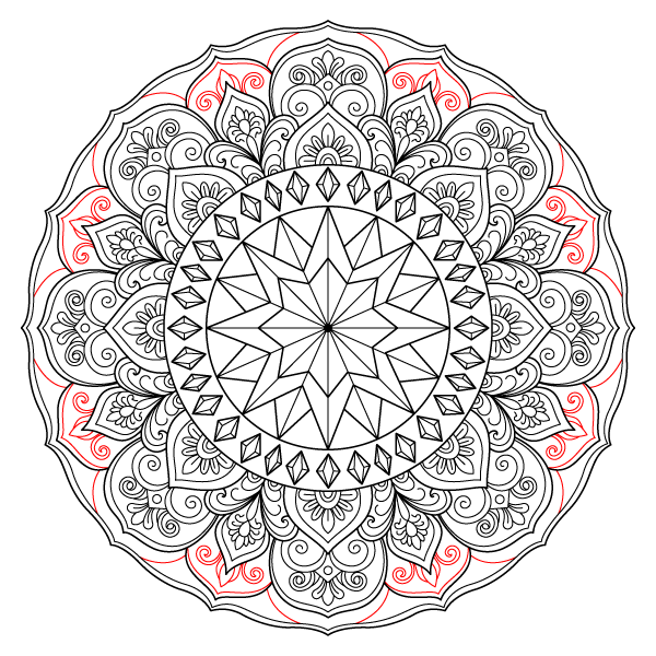 Faceted Star Mandala Step 18