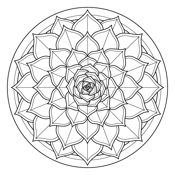 Faceted Succulent Rosette Coloring Page