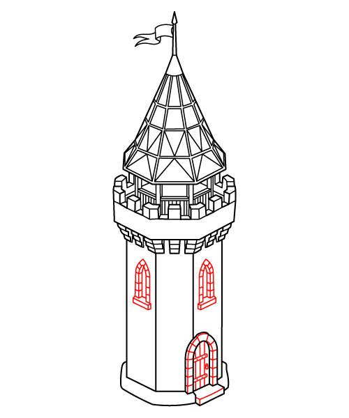Geometric Castle Turret Step 6