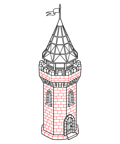 Geometric Castle Turret Step 7