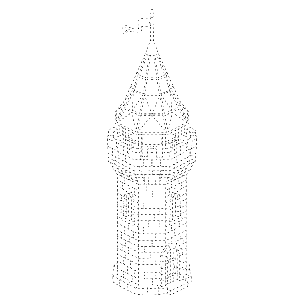 Geometric Castle Turret Tracing Page