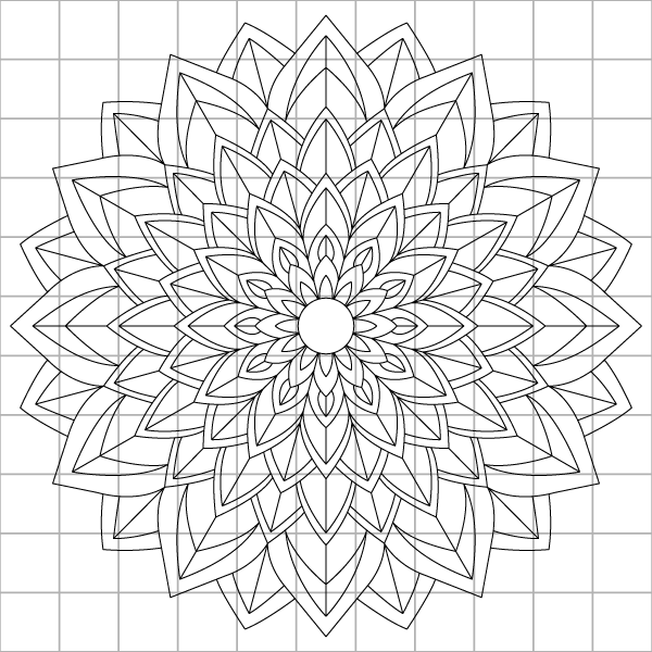 Nested Lotus Mandala Drawing Grid Page