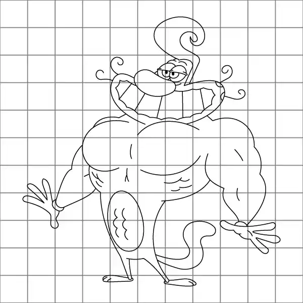 Oggy Bodybuilder Drawing Grid