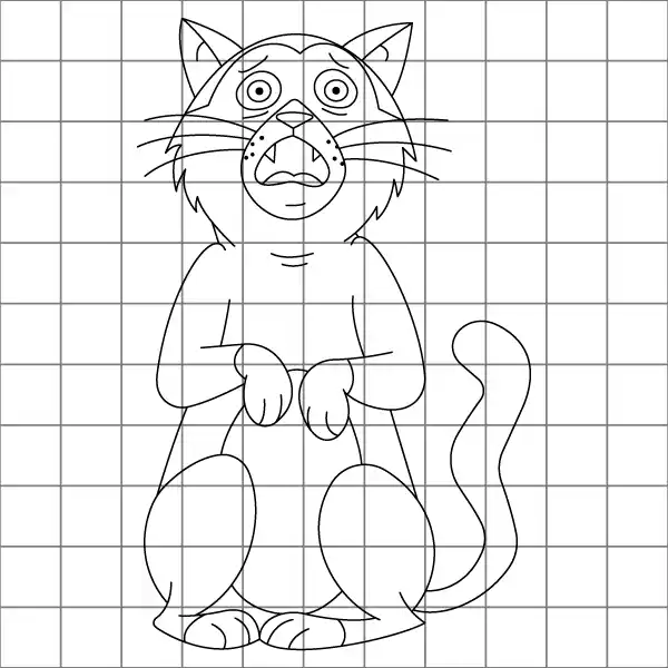 Oggy Cat Drawing Grid