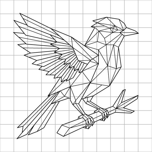 Origami Bird Drawing Grid Page