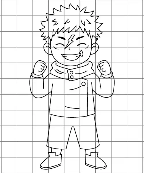 Yuji Itadori Chibi Drawing Grid