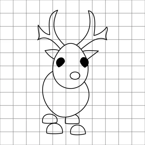 Artic Reindeer Drawing Grid