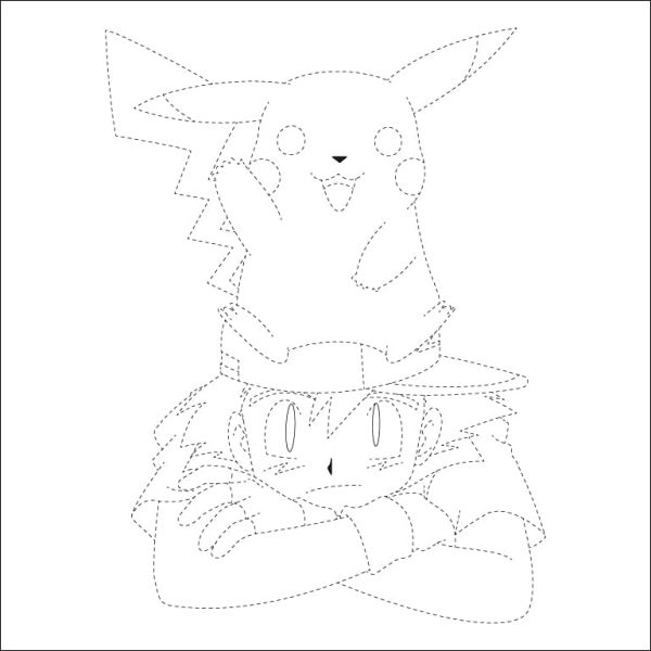 Pikachu and Ash Tracing Sheet