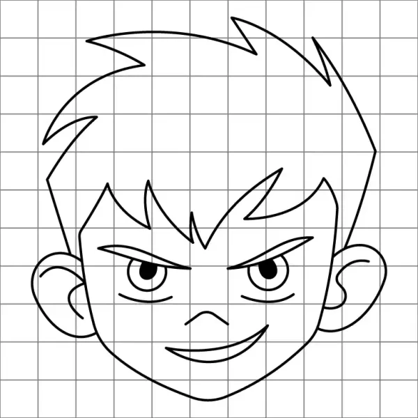 Ben 10 Head Drawing Grid
