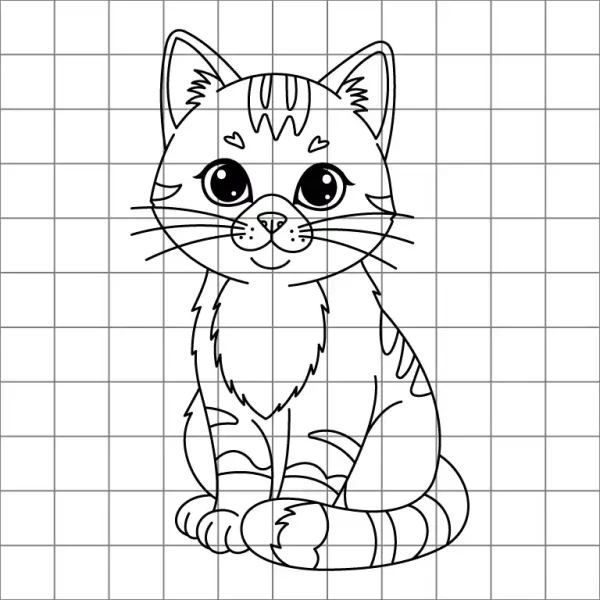 Cat Drawing Grid