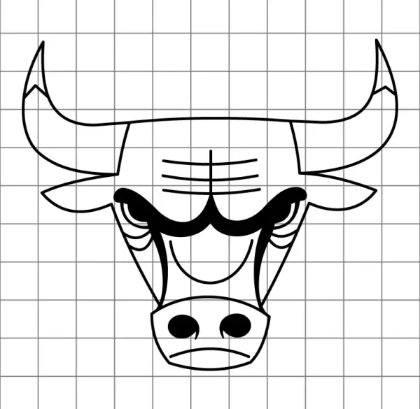 Chicago Bulls Logo Drawing Grid