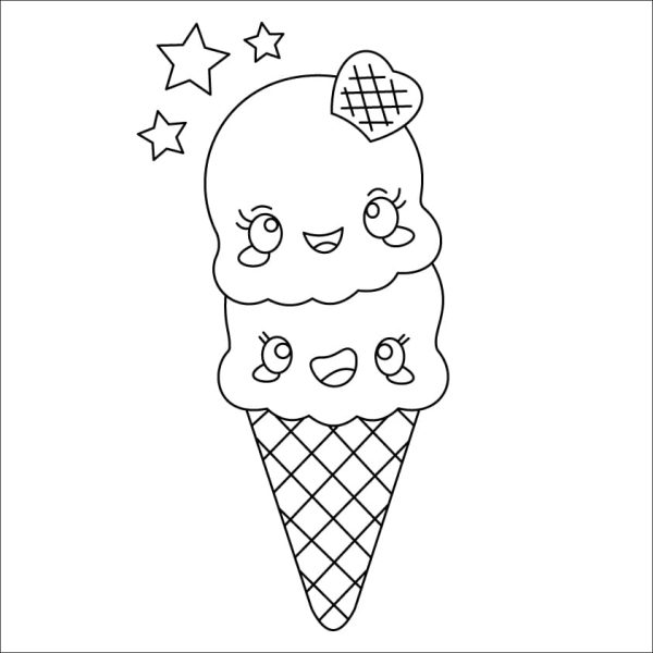 Cute Ice Cream Coloring Page