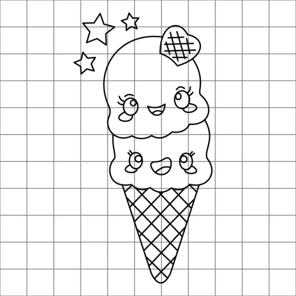 Cute Ice Cream Drawing Grid
