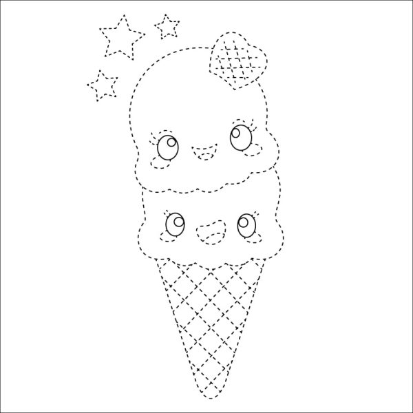 Cute Ice Cream Tracing Page