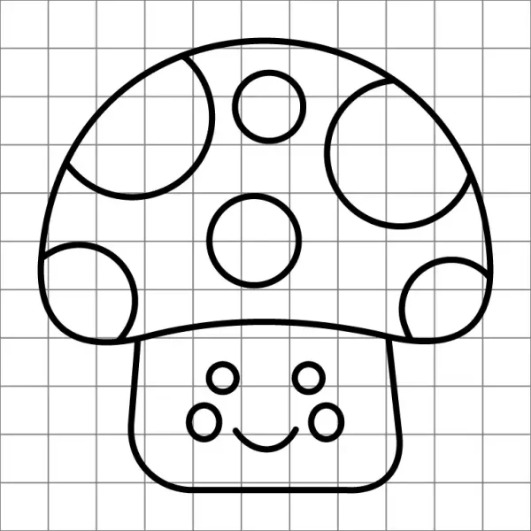 Cute Mushroom Drawing Grid