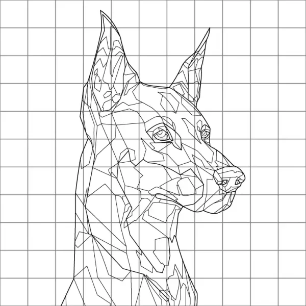 Doberman Dog Drawing Grid