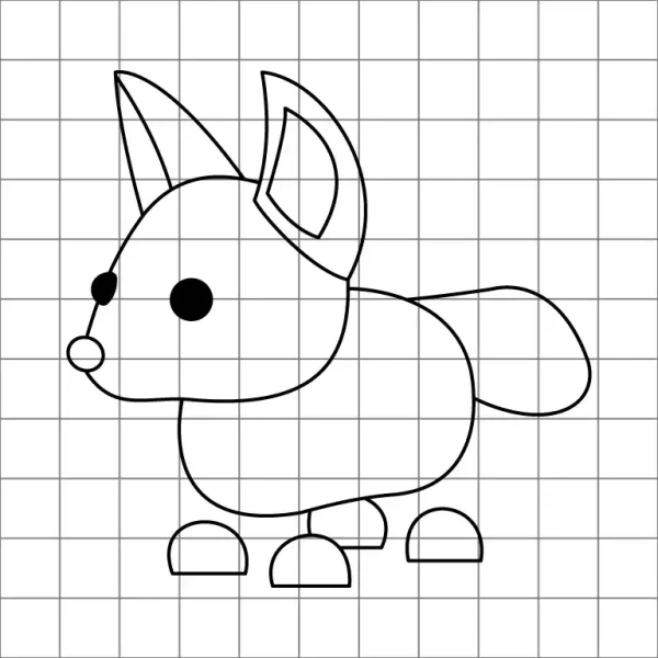 Fennec Fox Drawing Grid