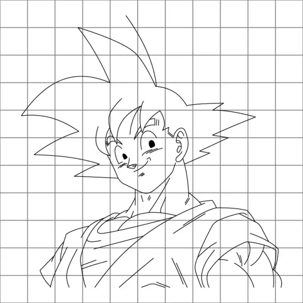 Goku Happy Drawing Grid