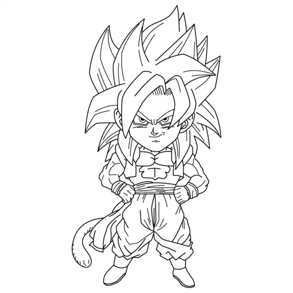 Goku SSJ4 Chibi Coloring Page