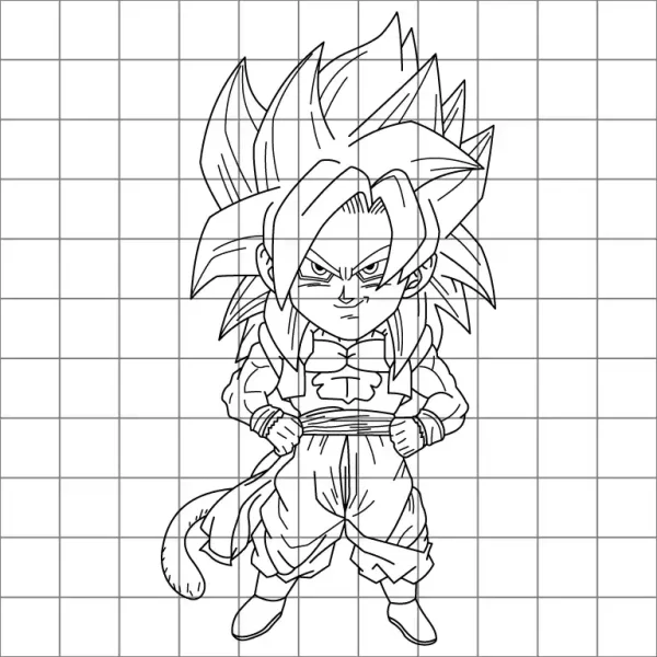Goku SSJ4 Chibi Drawing Grid