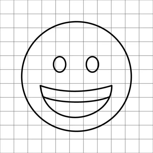 Grinning Face Emoji Drawing Grid