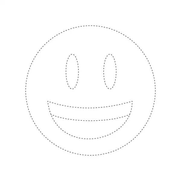 Grinning Face With Big Eyes Emoji Tracing Page
