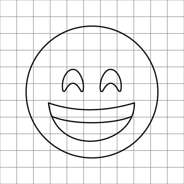 Grinning Face With Smiling Eyes Emoji Drawing Grid